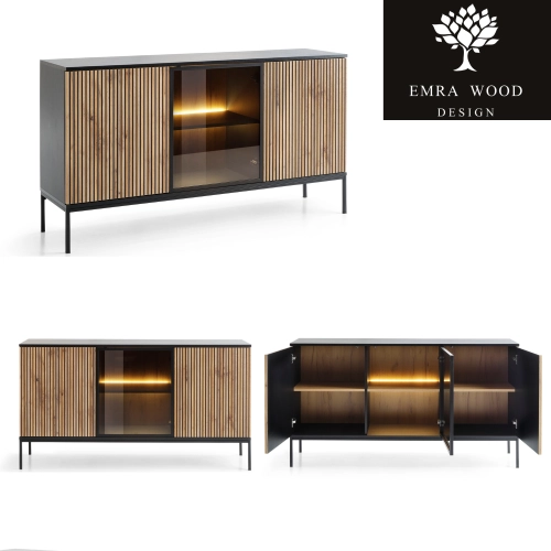 Komoda Czarna - Dąb Loft